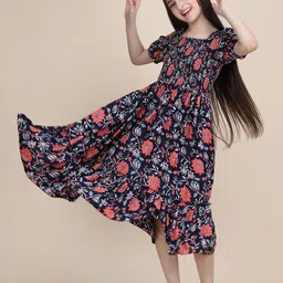 DEKLOOK Girls Puff Sleeve Square Neck Fit & Flare Casual Dress-image-70