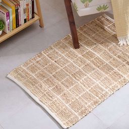 Home Centre Beige & White Jute Rectangular Floor Mat-42