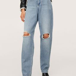 MANGO Women Blue High-Rise Mildly Distressed Jeans-image-50