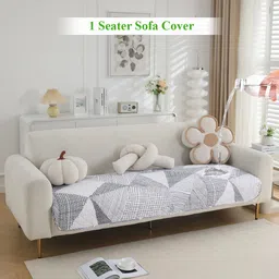 HOKIPO White & Black Printed Polyester 1 Piece Sofa Cover-16