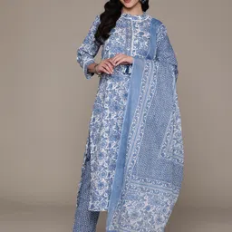 Readiprint Fashions Floral Printed Sequinned Pure Cotton Kurta with Trousers & Dupatta-picture-42