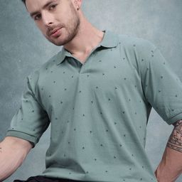 The Roadster Life Co. Conversational Print Pure Cotton Polo Collar T-shirt-image-78