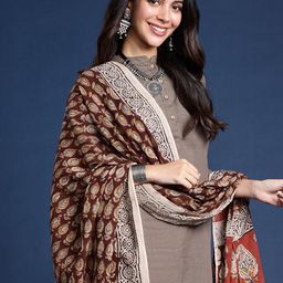 Taavi Paisley Printed Cotton Kalamkari Dupatta-22