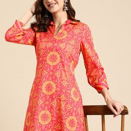 Sangria Printed A-Line Ethnic Dress-image-53