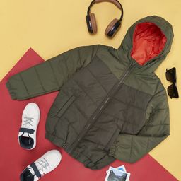 Pantaloons Junior Boys Olive Green Puffer Jacket-image-92