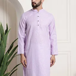 Anug by SOJANYA Men Lavender Checked Dobby Kurta-picture-24