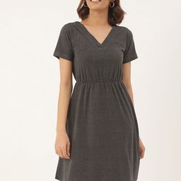 BRINNS Charcoal Grey A-Line Cotton Dress-picture-55