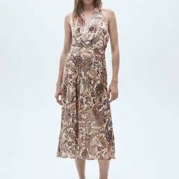 MANGO Ethnic Motifs Print Halter Neck A-Line Midi Dress-picture-14