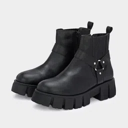 ADORLY Women Chelsea Boots Block Heel With Chunky Soles-15