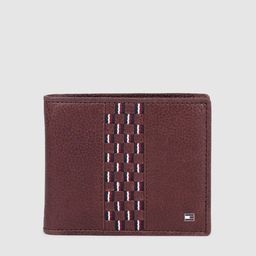 Tommy Hilfiger Men Burgundy Leather Self Design Two Fold Wallet-image-8