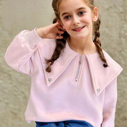 LULU & SKY Girls Solid Above the Keyboard Collar Top-12