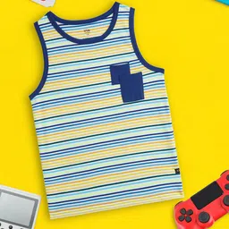 XY Life Boys Yellow Arcade Blue Combed Cotton Outer Vests-image-20