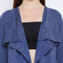 Hypernation Blue Solid Open Front Shrug image 2