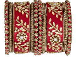 Peora Set Of 2 Gold Plated Kundan Stone Studded Bangles image 5