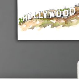 Inephos White And Brown Hollywood Los Angeles Sign Wood Wall Art-20