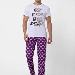 Jack & Jones Purple Printed Cotton Nightwear Pyjamas-image-56
