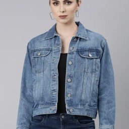SHOWOFF Blue Regular Fit Denim Jacket-image-8