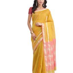 Fabindia Mustard Woven Design Saree-picture-33