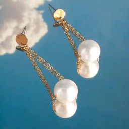 Priyaasi Gold Plated White Pearls Contemporary Drop Earring-26