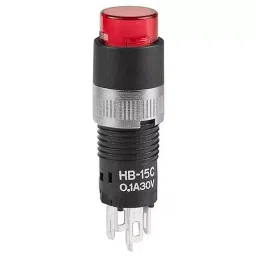NKK SWITCHES SWITCH, PUSHBUTTON, ILLUMINATED, SPDT, 0.1A, RED, HB15CKW01-5C-CB-picture-17