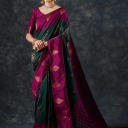 Saree Mall Green Woven Sarees With Unstitched Blouse-picture-34