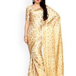 MIMOSA Beige Art Silk Embellished Kanjeevaram Saree-image-11