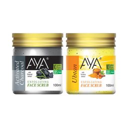 AYA Set of Activated Charcoal & Ubtan Exfoliating Face Scrubs - 100 ml Each image 4