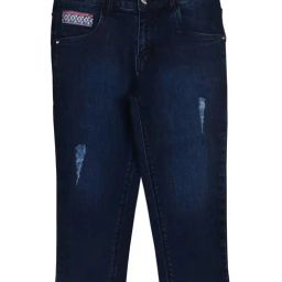 Gini & Jony Kids Navy Distressed Capri-picture-10