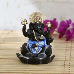 Lord Blue Ganesha Smoke Backflow Cone Incense Holder Showpiece with 10 free Smoke Backflow Cones-48