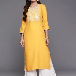 Varanga Yellow Embroidered Straight Kurta-42