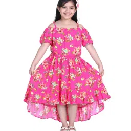 StyleStone Kids Fuchsia Floral Print Dress-picture-17