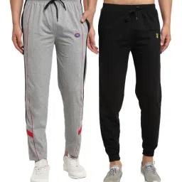 Vimal Jonney Black & Grey Regular Fit Joggers & Trackpants - Pack of 2-image-75