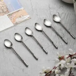 VarEesha Silver Steel Ceramic Tea Spoons - Set of 6-42