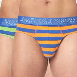Jack & Jones Orange & Green Striped Briefs-Pack of Two-16