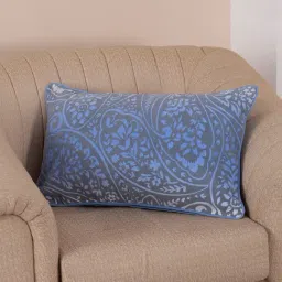 Maspar Hues Folklore Transition Floral Blue Cotton Cushion Cover-image-37