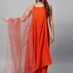 Inweave Orange Printed Dupatta-image-6