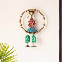 ExclusiveLane Hand-painted Multicolor Iron Rajasthan Bansuri Folk Musician Wall Hanging-picture-19