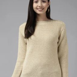 Cayman Beige Wool Self Design Pullover-image-31