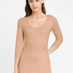 Jockey Beige Cotton Striped Thermal Top-picture-26