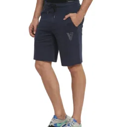 Van Heusen Athleisure Regular Fit Smart Tech Easy Stain Release Solid Knit Shorts - Blue Melange image 3