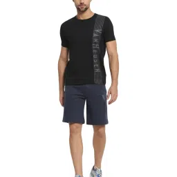 Van Heusen Athleisure Regular Fit Smart Tech Easy Stain Release Solid Knit Shorts - Blue Melange image 5