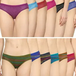 AROUSY Green & Blue Printed Bikini Panties - Pack Of 12-image-72