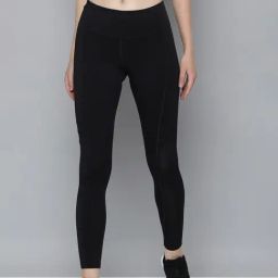 Reebok Black Mid Rise Sports Tights-image-47