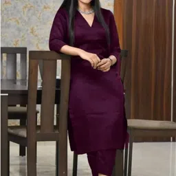 TRY LUCK FASHION Burgundy Viscose Rayon Kurta Sets-57