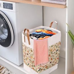 Stylista Beige & Green Printed Durable & Foldable Laundry Bag with Handle-21