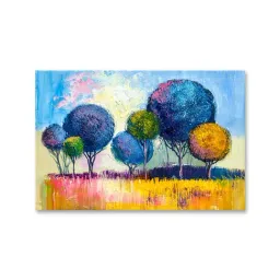 999store Blue & Yellow Abstract Tree Framed Canvas Painting image 2