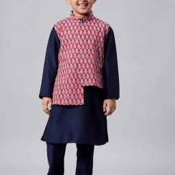 StyloBug Boys Red Printed Kurta Set-image-78