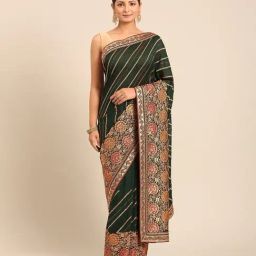 Mohey Green Art Silk Embroidered Saree With Unstitched Blouse-image-56