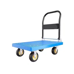 Nutronics 200 Kg Load Capacity 360° 4 Wheels ‎Plastic Blue & Black Foldable Platform Trolley, NS HT-200kg-21