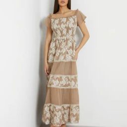 Guess Brown Print Short sleeve Dress-image-33